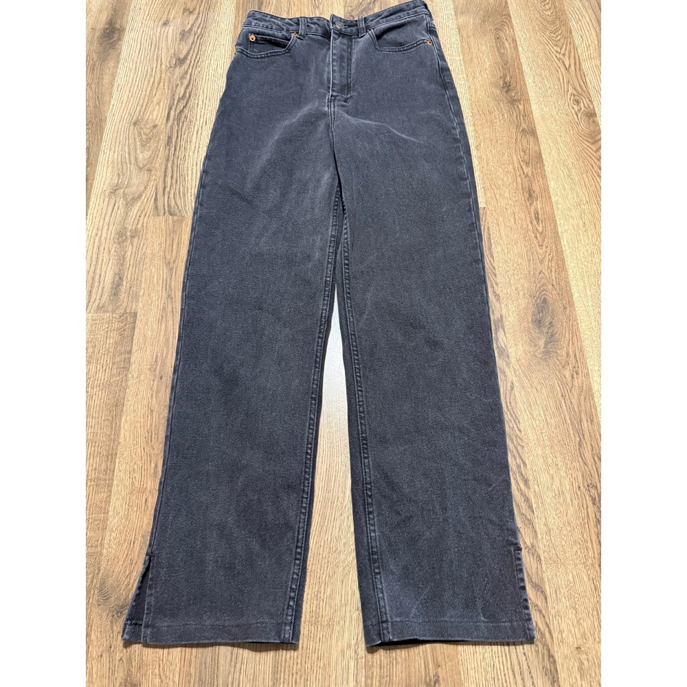 Motel Denim Jeans Womens S Black Adult High Rise Split Hem Wide Leg Excellent